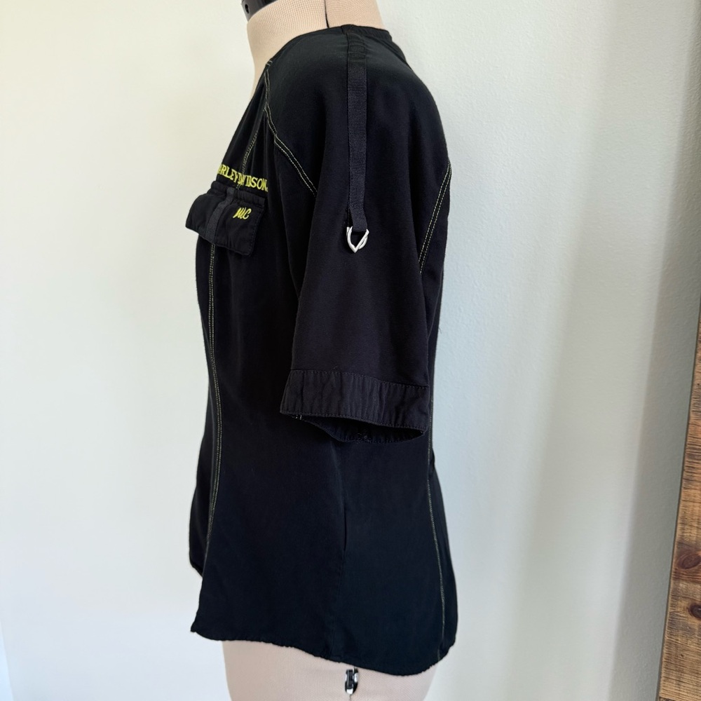 Harley-Davidson MC Black‎ Short Sleeve Full Zip-Up Shirt Women's Size Medium - Picture 6 of 12